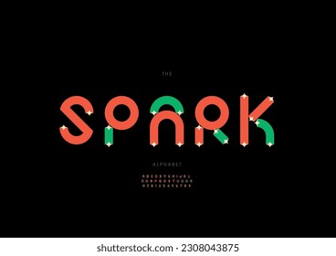 Vector of stylized spark font and alphabet