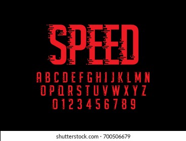 Vector of stylized speedy font and alphabet