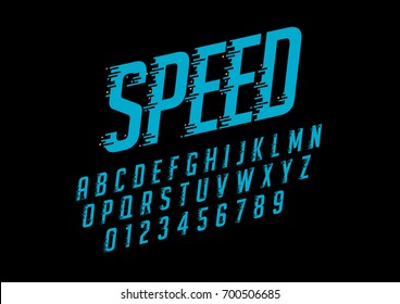 Vector of stylized speedy font and alphabet