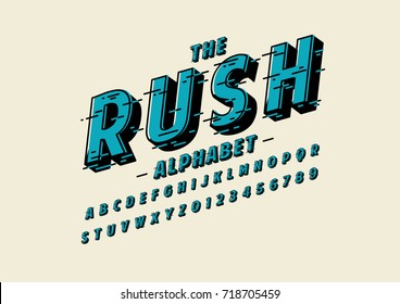 Vector of stylized speedy font and alphabet