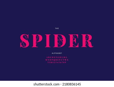 Vector of stylized spider alphabet and font