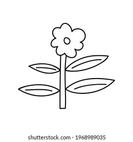 Vector stylized spring flower with monoline. Scandinavian illustration art element. Decorative summer floral image for greeting Valentine card or poster, holiday banner.