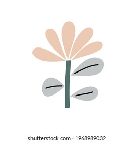 Vektorstilisierte Frühlingsblume. Skandinavisches Kunstelement für Illustrationen. Dekoratives Blumenbild im Sommer zum Grußen Valentinenkarte oder Poster, Urlaubspanner.