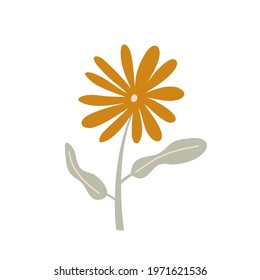 Vector stylized spring flower. Scandinavian illustration art element. Decorative summer floral image for greeting Valentine card or poster, holiday banner.