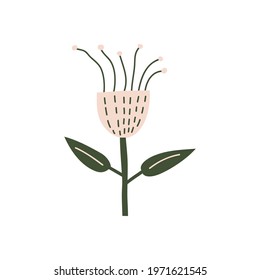 Vector stylized spring flower. Scandinavian illustration art element. Decorative summer floral image for greeting Valentine card or poster, holiday banner.