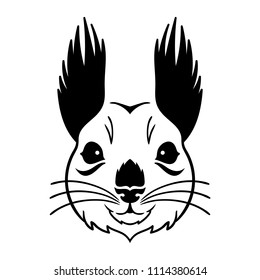 Vector stylized squirrel face tattoo sketch or print for t-short template