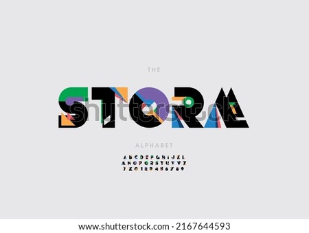 Vector of stylized storm alphabet and font