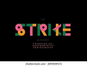 Vector of stylized strike alphabet and font
