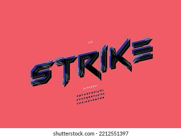 Vector del alfabeto de huelga estilizado y fuente