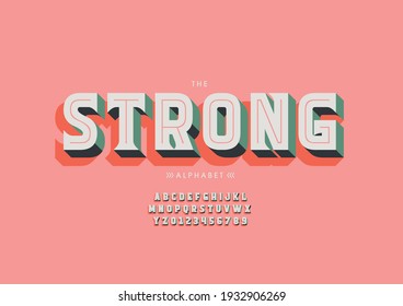 Vektorgrafik von stylisiertem starkem Alphabet und Schrift