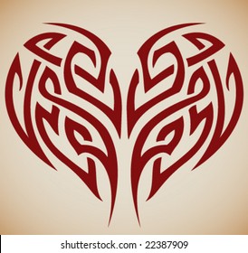 VECTOR Stylized tattoo tribal heart.