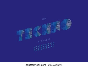 Vector of stylized techno alphabet and font