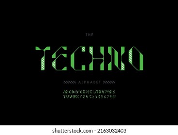 Vector of stylized techno alphabet and font