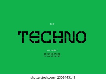 Vector de letra y alfabeto tecno estilizados