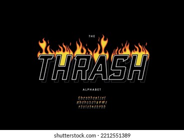 Vector of stylized thrash alphabet and font