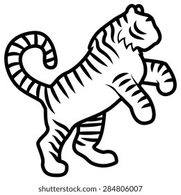 Vector Stylized Tiger Illustration Isolated On White Background