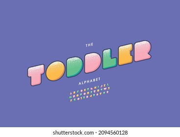 Vector del alfabeto infantil estilizado y fuente