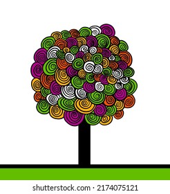 Vector stylized tree. Abstract tree of scrolls. Vector illustration
