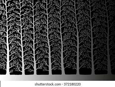 Vector. Stylized tree, Silhouettes of trees , seamless texture with trees. 