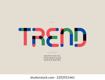 Vector del tipo de letra y alfabeto de tendencia estilizada