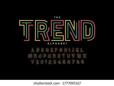 Vector of stylized trendy font and alphabet