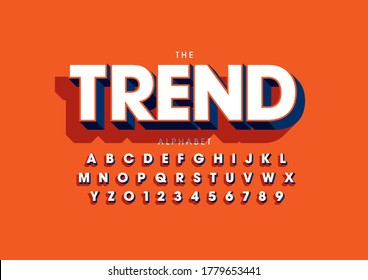 Vector of stylized trendy font and alphabet
