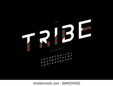 Vector of stylized tribe alphabet and font