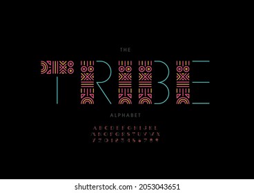 Vector of stylized tribe alphabet and font