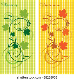 vector, stylized two seasons, Spring and Autumn