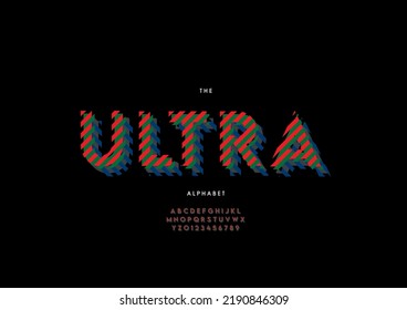 Vector of stylized ultra alphabet and font