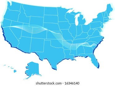 A vector stylized usa map