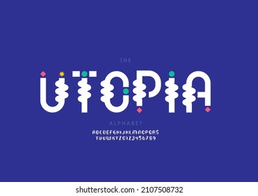 Vector of stylized utopia alphabet and font