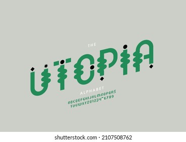 Vector of stylized utopia alphabet and font