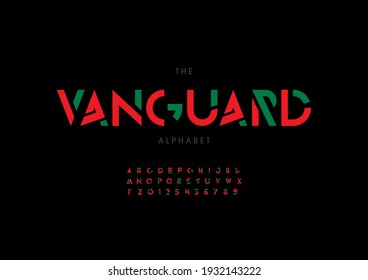 Vector of stylized vanguard alphabet and font
