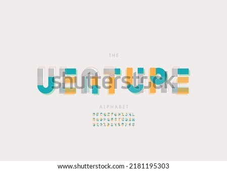 Vector of stylized venture alphabet and font