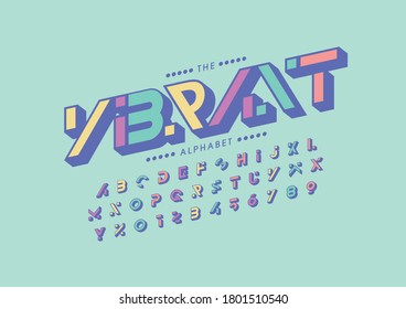 Vector of stylized vibrant font and alphabet