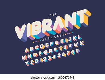 Vector of stylized vibrant font alphabet