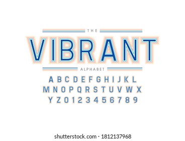 Vektorgrafik des stylisierten, lebhaften Schriftalphabets
