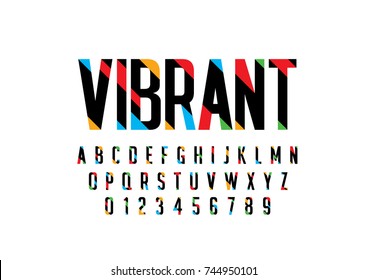 Vector of stylized vibrant font and alphabet