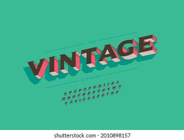 Vector del alfabeto y fuente vintage estilizado
