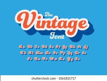 Vector of stylized vintage font and alphabet