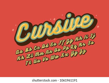 Vector of stylized vintage font and alphabet