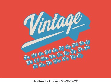 Vector of stylized vintage font and alphabet