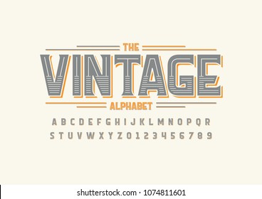 Vector of stylized vintage font and alphabet