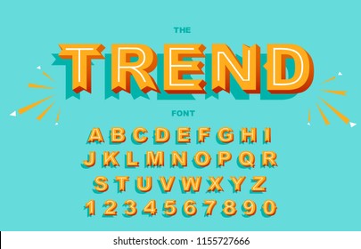 Vector of stylized vintage font and alphabet. Vintage Alphabet vector 80's, 90's Old style graphic set. Retro Chiseled Alphabet Vector Font. Type letters, numbers. Chiseled block letters