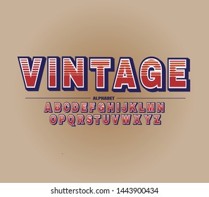 Vector of Stylized vintage .Font and alphabet , font named “ Vintage” with label design for labels,Titles,posters .