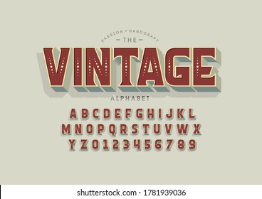 Vector of stylized vintage font and alphabet