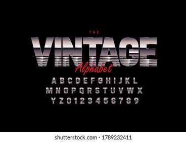 Vector of stylized vintage font and alphabet