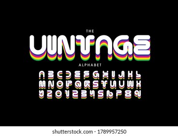 Vector of stylized vintage font and alphabet