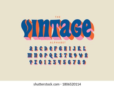 Vector of stylized vintage font and alphabet